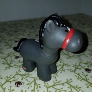 Little People Pony Horse Black With Red Halter Nose Strap